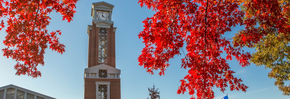 bell tower red leaves